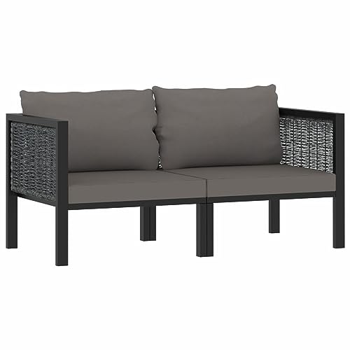 ShGaxin 2-Sitzer-Sofa mit Auflage, Lounge Sofa Outdoor, Garten Loungemöbel, Gartensofa, Gartenlounge, Balkon Set Möbel,Anthrazit Poly Rattan von ShGaxin