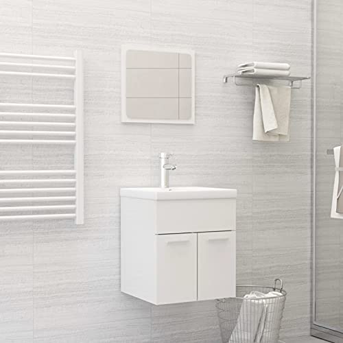 ShGaxin 2-TLG. Badmöbel-Set, Badezimmer Möbel, Waschtisch Set, Bathroom Furniture Sets, Badezimmerschrank-Set, Hochglanz-Weiß Spanplatte von ShGaxin