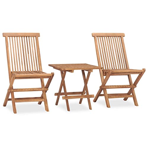 ShGaxin 3-TLG. Garten-Essgruppe Klappbar Massivholz Teak, Esstisch Mit Stühlen Set, Gartenmöbel Sitzgruppe, Balkon Möbel, Gartenlounge Set, Terrassenmöbel, Balkonmöbel Set - 315455 von ShGaxin