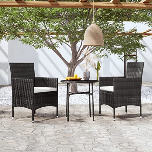 ShGaxin 3-TLG. Garten-Essgruppe Poly Rattan Schwarz, Esstisch Mit Stühlen Set, Gartenmöbel Sitzgruppe, Balkon Möbel, Gartenlounge Set, Terrassenmöbel, Balkonmöbel Set - 3098022 von ShGaxin
