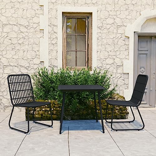 ShGaxin 3-TLG. Garten-Essgruppe Poly Rattan und Glas, Esstisch Mit Stühlen Set, Gartenmöbel Sitzgruppe, Balkon Möbel, Gartenlounge Set, Terrassenmöbel, Balkonmöbel Set - 3060243 von ShGaxin