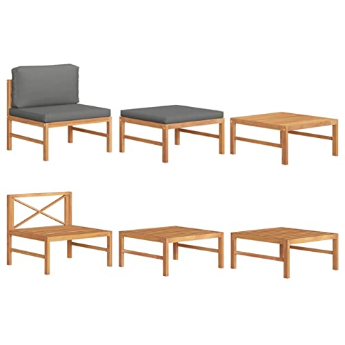 ShGaxin 3-TLG. Garten-Lounge-Set mit Dunkelgrauen Kissen Teakholz, Lounge Gartenmöbel Set, Terassenmöbel Wetterfest, Loungemöbel Terrasse, Gartenlounge, Garten Loungemöbel Set, 316115 von ShGaxin