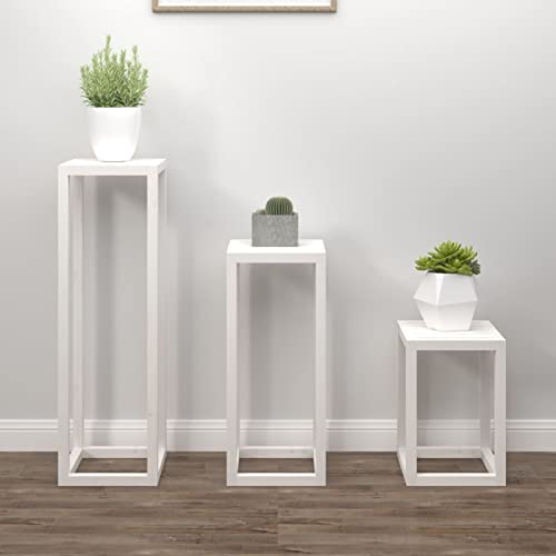 ShGaxin 3-TLG. Pflanzenständer-Set, Blumenständer, Pflanzenregal, Blumenregal, Pflanzentreppe, Blumentreppe, Regal Pflanzen, Weiß Massivholz Kiefer von ShGaxin