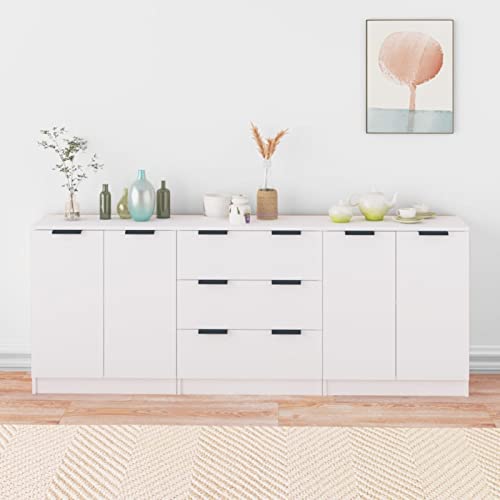 ShGaxin 3-TLG. Sideboard Weiß Holzwerkstoff, Kommode Schlafzimmer, Kommoden & Sideboards, Wohnzimmerschrank, Flur Kommode, Zimmer Möbel - 3115780 von ShGaxin
