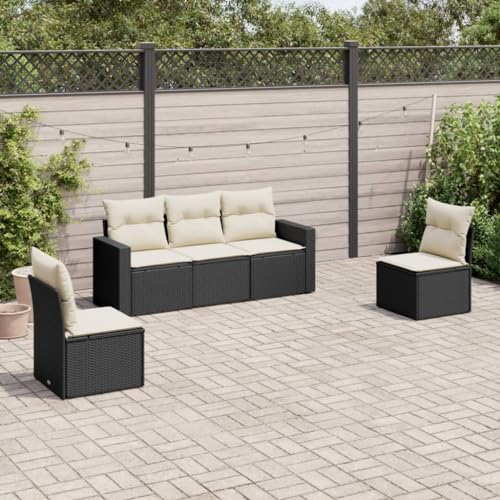 ShGaxin 3251123 Gartenmöbel-Set, 5-teilig und Kissen, Polyrattan, Schwarz, Gartenmöbel, Outdoor-Möbel, Terrassenmöbel, Outdoor-Terrasse von ShGaxin