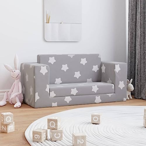 ShGaxin 357034 2-Sitzer-Sofa, weicher Plüsch, Hellgrau mit Sternen, Wohnzimmer-Sofas, Relax-Sofa von ShGaxin