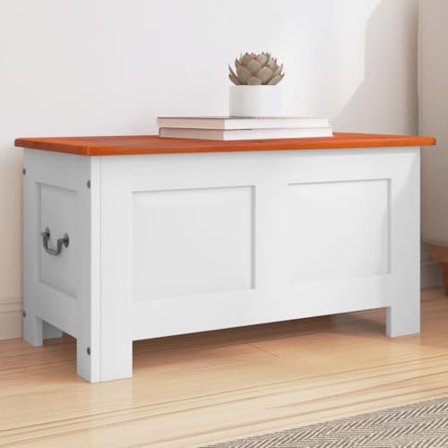 ShGaxin 364918 Aufbewahrungsbox mit Deckel, Akazienholz, braun und weiß, Esstisch, Bänke für Küche, Umkleideraumbank von ShGaxin