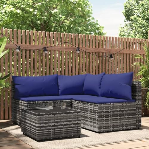 ShGaxin 4-TLG. Garten-Lounge-Set mit Kissen Grau Poly Rattan, Lounge Gartenmöbel Set, Terassenmöbel Wetterfest, Loungemöbel Terrasse, Gartenlounge, Garten Loungemöbel Set, 319845 ShGaxin 4-TLG. Garten-Lounge-Set mit Kissen Grau Poly Rattan, Lounge Gartenmöbel Set, Terassenmöbel Wetterfest, Loungemöbel Terrasse, Gartenlounge, Garten Loungemöbel Set, 319845 von ShGaxin