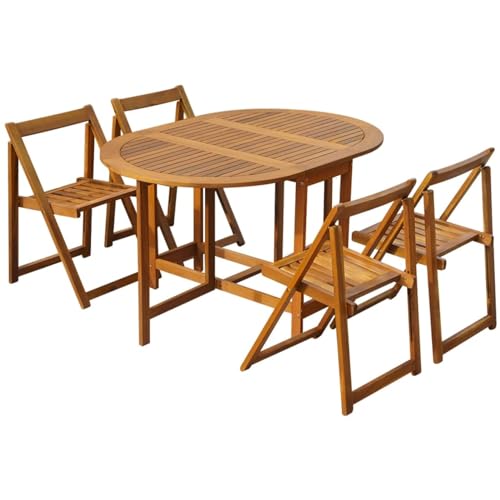 ShGaxin 5-TLG. Garten-Essgruppe Klappbar Akazie Massivholz, Esstisch Mit Stühlen Set, Gartenmöbel Sitzgruppe, Balkon Möbel, Gartenlounge Set, Terrassenmöbel, Balkonmöbel Set - 45594 von ShGaxin