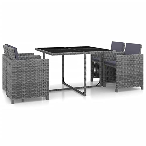 ShGaxin 5-TLG. Garten-Essgruppe mit Auflagen Poly Rattan Grau, Esstisch Mit Stühlen Set, Gartenmöbel Sitzgruppe, Balkon Möbel, Gartenlounge Set, Terrassenmöbel, Balkonmöbel Set - 43901 ShGaxin 5-TLG. Garten-Essgruppe mit Auflagen Poly Rattan Grau, Esstisch Mit Stühlen Set, Gartenmöbel Sitzgruppe, Balkon Möbel, Gartenlounge Set, Terrassenmöbel, Balkonmöbel Set - 43901 von ShGaxin