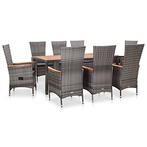 ShGaxin 9-TLG. Garten-Essgruppe mit Auflagen Poly Rattan Grau, Esstisch Mit Stühlen Set, Gartenmöbel Sitzgruppe, Balkon Möbel, Gartenlounge Set, Terrassenmöbel, Balkonmöbel Set - 46041 ShGaxin 9-TLG. Garten-Essgruppe mit Auflagen Poly Rattan Grau, Esstisch Mit Stühlen Set, Gartenmöbel Sitzgruppe, Balkon Möbel, Gartenlounge Set, Terrassenmöbel, Balkonmöbel Set - 46041 von ShGaxin