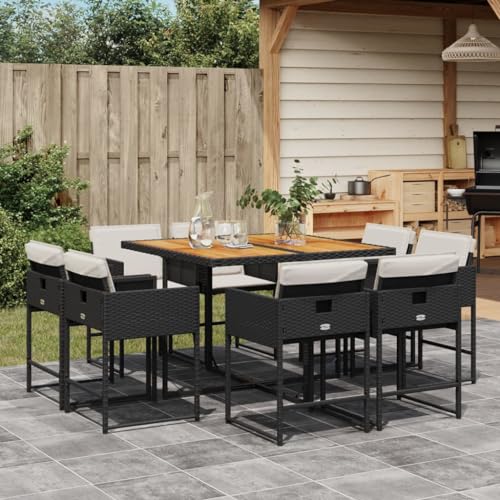 ShGaxin 9-TLG. Garten-Essgruppe mit Kissen Schwarz Poly Rattan, Esstisch Mit Stühlen Set, Gartenmöbel Sitzgruppe, Balkon Möbel, Gartenlounge Set, Terrassenmöbel, Balkonmöbel Set - 3278150 ShGaxin 9-TLG. Garten-Essgruppe mit Kissen Schwarz Poly Rattan, Esstisch Mit Stühlen Set, Gartenmöbel Sitzgruppe, Balkon Möbel, Gartenlounge Set, Terrassenmöbel, Balkonmöbel Set - 3278150 von ShGaxin