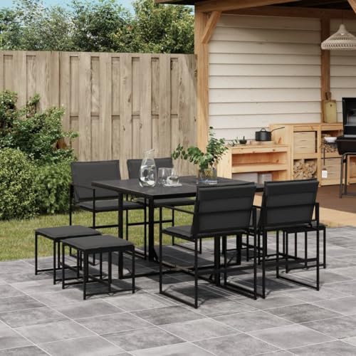 ShGaxin 9-TLG. Garten-Essgruppe mit Kissen Schwarz Textilene, Esstisch Mit Stühlen Set, Gartenmöbel Sitzgruppe, Balkon Möbel, Gartenlounge Set, Terrassenmöbel, Balkonmöbel Set - 3295083 ShGaxin 9-TLG. Garten-Essgruppe mit Kissen Schwarz Textilene, Esstisch Mit Stühlen Set, Gartenmöbel Sitzgruppe, Balkon Möbel, Gartenlounge Set, Terrassenmöbel, Balkonmöbel Set - 3295083 von ShGaxin