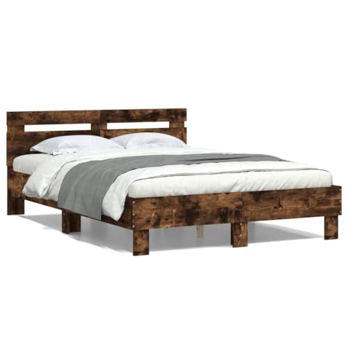 ShGaxin Bettgestell mit Kopfteil Räuchereiche 120x190 cm Holzwerkstoff, Bett, Bed Frame, Familienbett, Bettrahmen, Bett Gestell, Bett Rahmengestell, Schlafzimmer Bett - 3207452 von ShGaxin