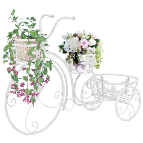 ShGaxin Blumentreppe Fahrradform Vintage-Stil Metall, Pflanzentreppe, Kräuterregal, Blumenständer, Kräutercontainer, Blumenstand, Kräutertreppe, Blumenwagen von ShGaxin