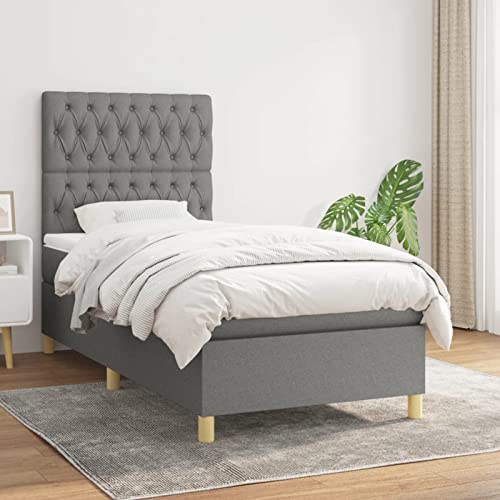 ShGaxin Boxspringbett mit Matratze Dunkelgrau 90x200 cm Stoff, Bett, Bettgestell, Jugendbett, Schlafzimmer Bett, Bed Frame 3142546 von ShGaxin