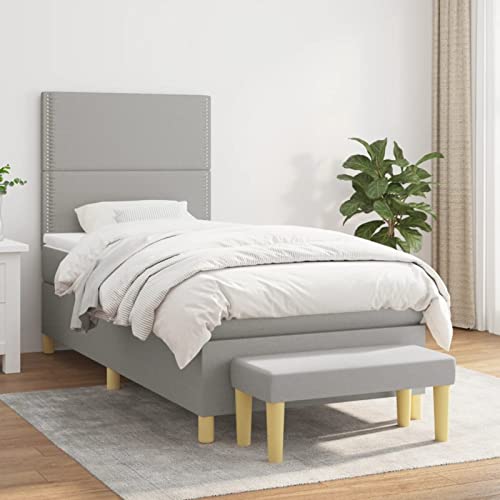 ShGaxin Boxspringbett mit Matratze Hellgrau 80x200 cm Stoff, Bett, Bettgestell, Jugendbett, Schlafzimmer Bett, Schlafzimmer Komplett, Bed Fram 3137029 von ShGaxin