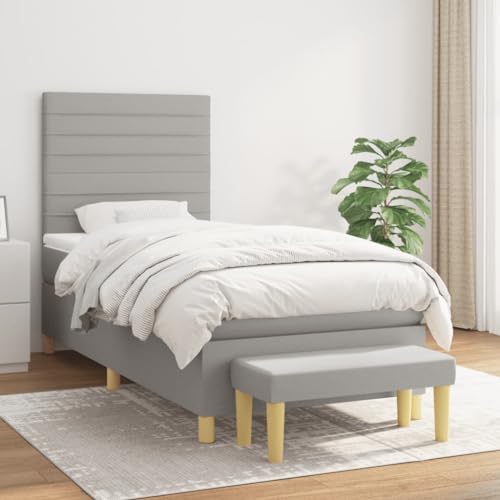 ShGaxin Boxspringbett mit Matratze Hellgrau 90x200 cm Stoff, Bett, Bettgestell, Jugendbett, Schlafzimmer Bett, Bed Frame - 3137205 von ShGaxin
