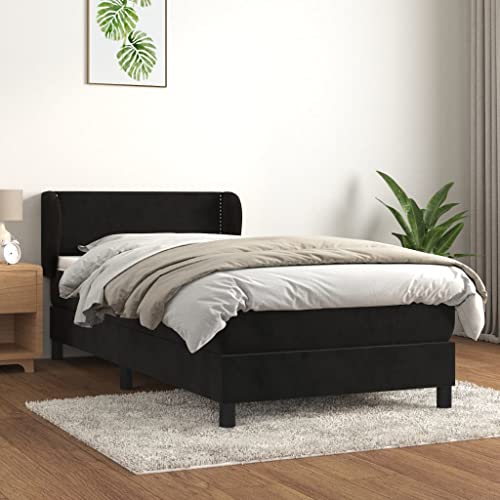 ShGaxin Boxspringbett mit Matratze Schwarz 100x200 cm Samt, Bett, Bettgestell, Jugendbett, Schlafzimmer Bett, Bed Frame - 3127417 von ShGaxin