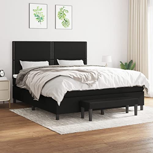 ShGaxin Boxspringbett mit Matratze Schwarz 160x200 cm Stoff, Bett, Bettgestell, Jugendbett, Schlafzimmer Bett, Bed Frame - 3136527 von ShGaxin