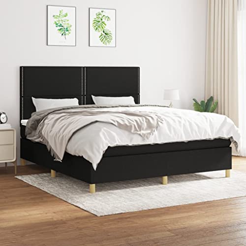 ShGaxin Boxspringbett mit Matratze Schwarz 160x200 cm Stoff, Bett, Bettgestell, Jugendbett, Schlafzimmer Bett, Bed Frame - 3142267 von ShGaxin