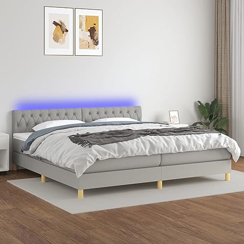 ShGaxin Boxspringbett mit Matratze & Hellgrau 200x200 cm Stoff, Bett, Bettgestell, Jugendbett, Schlafzimmer Bett, Bed Frame 3133981 von ShGaxin