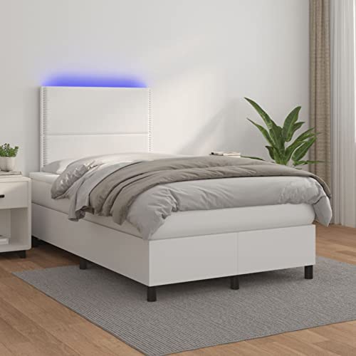 ShGaxin Boxspringbett mit Matratze & Weiß 120x200 cm Kunstleder, Bett, Bettgestell, Jugendbett, Schlafzimmer Bett, Bed Frame 3135874 von ShGaxin