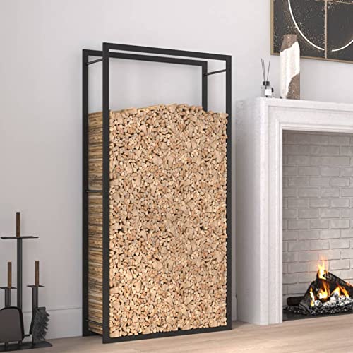 ShGaxin Brennholzregal Mattschwarz 80x28x154 cm Stahl, Kaminholzregal, Brennholz Regal Außen, Holzregal, Kaminholz Ablage Innen, Outdoor Firewood Racks - 350308 von ShGaxin