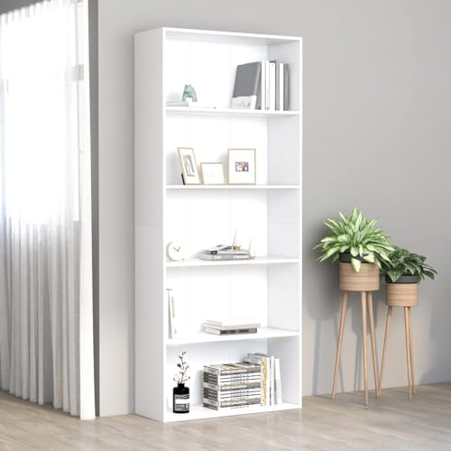 ShGaxin Bücherregal 5 Fächer, Bookshelf, Regalbrett, Book Shelf, Bücher Regal, Deko Regal Wohnzimmer, Standregal, Weiß 80 x 30 x 189 cm Spanplatte ShGaxin Bücherregal 5 Fächer, Bookshelf, Regalbrett, Book Shelf, Bücher Regal, Deko Regal Wohnzimmer, Standregal, Weiß 80 x 30 x 189 cm Spanplatte von ShGaxin