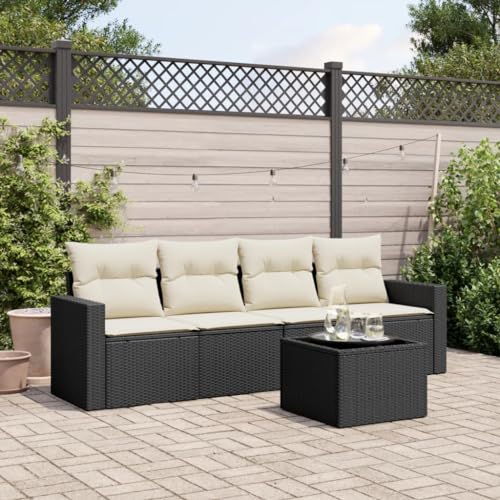 ShGaxin Chill out 3218676 Gartenmöbel-Set 5-teilig mit Kissen Polyrattan schwarz von ShGaxin
