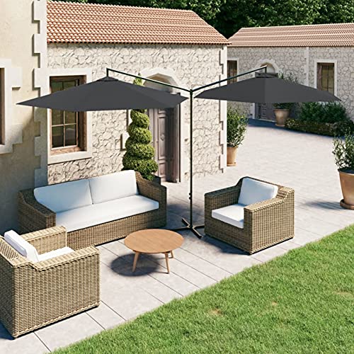 ShGaxin Doppel-Sonnenschirm, Sonnenschutz Garten, Sonnenschirm Terrasse, Balkonsonnenschirme, Balkon Sonnenschutz, Balkon Sichtschutz Uv-schutz, mit Stahlmast Anthrazit 600 cm von ShGaxin