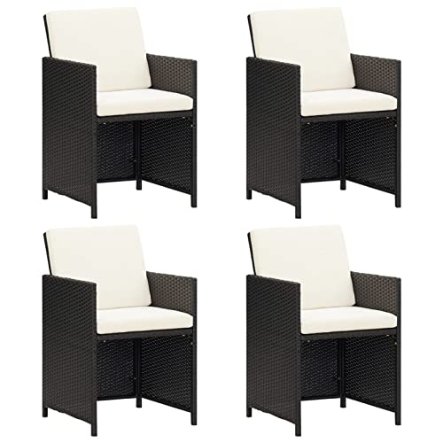 ShGaxin Garten-Essstühle mit Kissen 4 STK. Schwarz Poly Rattan, Gartensessel, Gartenstühle, Balkonstühle, Garden Chair, Terrassenstuhl - 316802 von ShGaxin