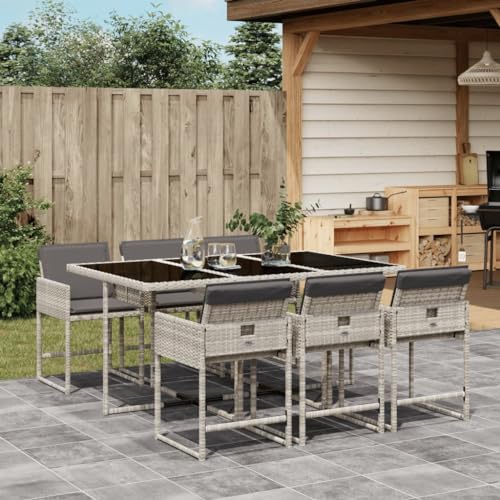 ShGaxin Garten Esszimmer Set, 7 Stück, Polyrattan, hellgrau, Esszimmer Set für draußen, Gartenesszimmer Set, Terrassen-3211271 ShGaxin Garten Esszimmer Set, 7 Stück, Polyrattan, hellgrau, Esszimmer Set für draußen, Gartenesszimmer Set, Terrassen-3211271 von ShGaxin