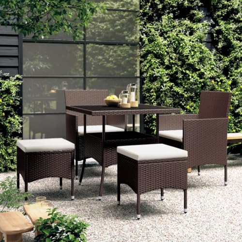 ShGaxin Gartenmöbel-Set, 5-teilig, Polyrattan, braun, Set mit Tisch und Stühlen, Gartentisch und Stühlen, Terrassenmöbel, Gartenmöbel für den Außenbereich - 3058331 von ShGaxin