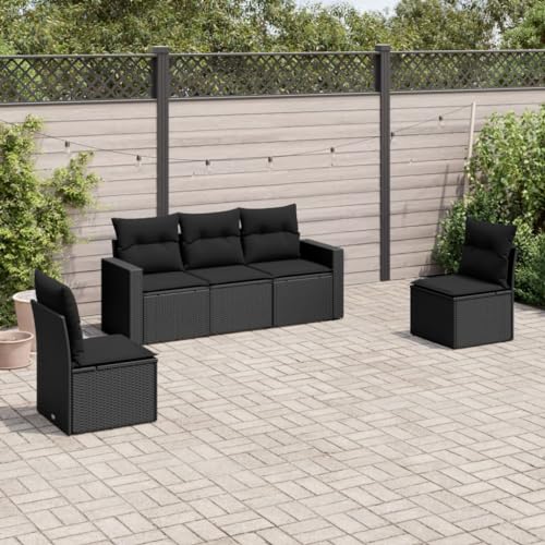 ShGaxin Gartenmöbel Set 5 Stück und Kissen aus Polyrattan schwarz Garten-Set, Außenmöbel Terrasse, Terrasse Chill out - 3251122 von ShGaxin