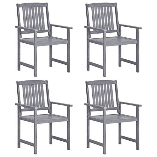 ShGaxin Gartenstühle 4 STK Hochlehner, Campingstühle, Lehnstühle, Wetterfest Stuhl, Garden Chair, Massivholz Akazie Grau von ShGaxin