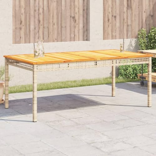 ShGaxin Gartentisch, Beige, 180 x 90 x 75 cm, Polyrattan und Akazie, Campingtisch, Couchtisch, Garten, Bar von ShGaxin