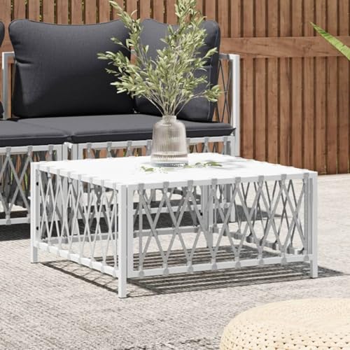 ShGaxin Gartentisch Weiß 70x70x34 cm Gewebe Terrassentisch, Esstisch Garten, Balkontisch, Gartenesstisch, Gartenmöbel, Partytisch, 364141 von ShGaxin
