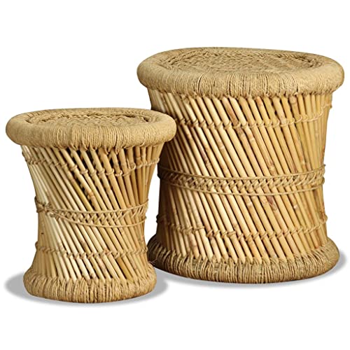 ShGaxin Hocker 2 STK Footstool, Stilvolle Hocker, Classroom Stools, Wartehocker, Bambus und Jute von ShGaxin
