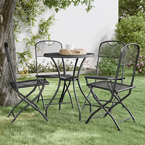 ShGaxin Klappbare Gartenstühle 4 STK Gartensessel, Campingstuhl, Hochlehner, Balkonstuhl, Balkonmöbel, Balkon Stuhl, Terrassenstühle, Streckgitter Anthrazit von ShGaxin