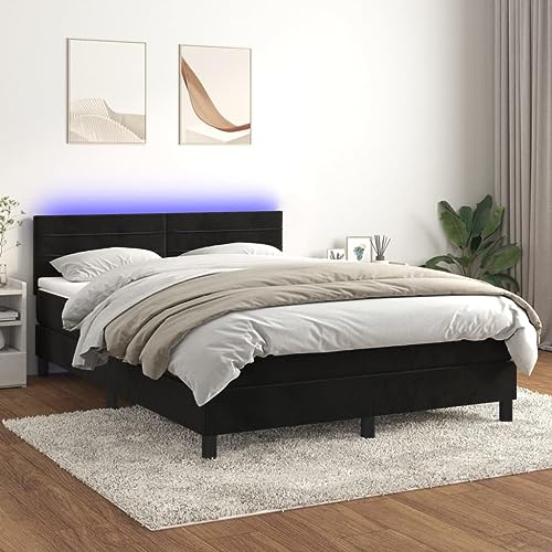 ShGaxin Lit-box Spring 3134467 Matratze und LED Samt schwarz 140x200 cm, Bettgestell, Bettgestell, Jugendbett, Jugendbett, Schlafzimmer, Lattenrost - 3134467 von ShGaxin
