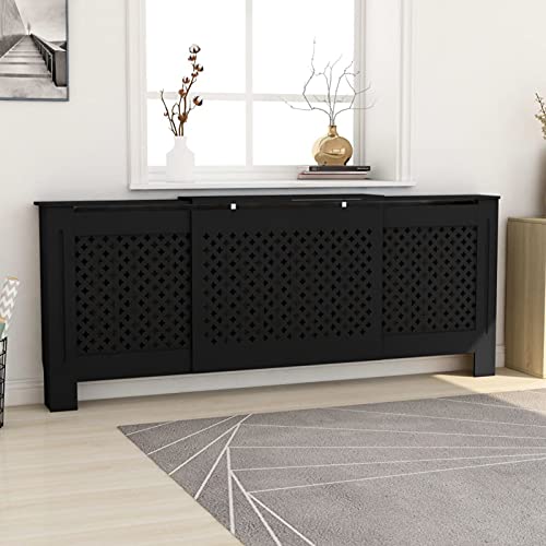 ShGaxin MDF Heizkörperverkleidung, Heizkörperabdeckung, Heizung Verkleidung, Radiator Cover, Verkleidung Heizkörper, Heizungsabdeckung, Schwarz 205 cm von ShGaxin