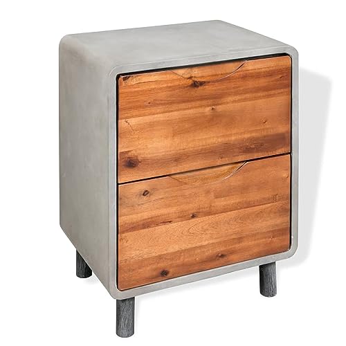 ShGaxin Nachttisch, Nachtschrank, Nachtkästchen, Nachtkommode, Bedside Table, Nacht Tisch, Beton Akazienholz Massiv 40 x 30 x 50 cm ShGaxin Nachttisch, Nachtschrank, Nachtkästchen, Nachtkommode, Bedside Table, Nacht Tisch, Beton Akazienholz Massiv 40 x 30 x 50 cm von ShGaxin
