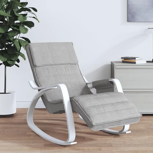 ShGaxin Schaukelstuhl Hellgrau Stoff Schaukelsessel, Sessel Wohnzimmer, Stillsessel, Schwingsessel, Ohrensessel, Tv Sessel, Rocking Chair, Relaxsessel - 351075 ShGaxin Schaukelstuhl Hellgrau Stoff Schaukelsessel, Sessel Wohnzimmer, Stillsessel, Schwingsessel, Ohrensessel, Tv Sessel, Rocking Chair, Relaxsessel - 351075 von ShGaxin