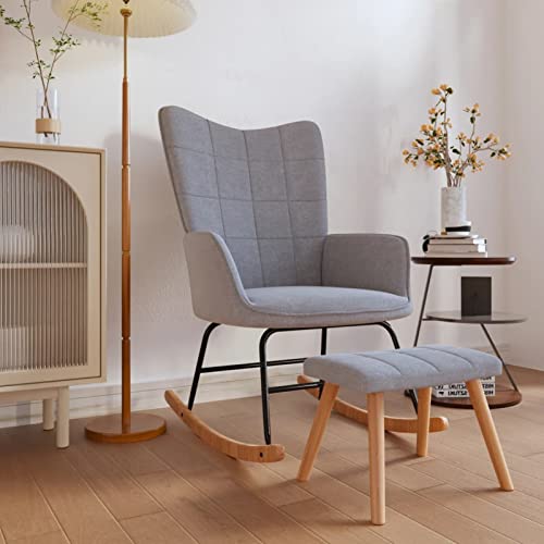 ShGaxin Schaukelstuhl mit Hocker, Sessel Wohnzimmer, Schaukelsessel, Stillsessel, Schwingsessel, Tv Sessel, Ohrensessel, Relaxsessel, Rocking Chair, Stoff Hellgrau ShGaxin Schaukelstuhl mit Hocker, Sessel Wohnzimmer, Schaukelsessel, Stillsessel, Schwingsessel, Tv Sessel, Ohrensessel, Relaxsessel, Rocking Chair, Stoff Hellgrau von ShGaxin