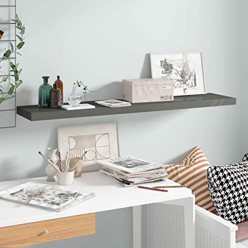ShGaxin Schwebendes Wandregal Hochglanz-Grau 120x23,5x3,8 cm MDF, Schweberegal, Regal Wand, Bücherregal, Hängeregal, Regalbrett, Küchenregal, Kinderzimmer Regal, Wandboard ShGaxin Schwebendes Wandregal Hochglanz-Grau 120x23,5x3,8 cm MDF, Schweberegal, Regal Wand, Bücherregal, Hängeregal, Regalbrett, Küchenregal, Kinderzimmer Regal, Wandboard von ShGaxin