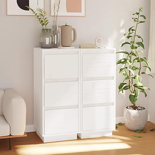 ShGaxin Sideboard, 2 Stück, Sideboards für Wohnzimmer, Wohnzimmermöbel, Küche, Esszimmer, Vitrinen für Wohnzimmer, Beistellmöbel aus Kiefernholz, Weiß, 32 x 34 x 75 cm ShGaxin Sideboard, 2 Stück, Sideboards für Wohnzimmer, Wohnzimmermöbel, Küche, Esszimmer, Vitrinen für Wohnzimmer, Beistellmöbel aus Kiefernholz, Weiß, 32 x 34 x 75 cm von ShGaxin