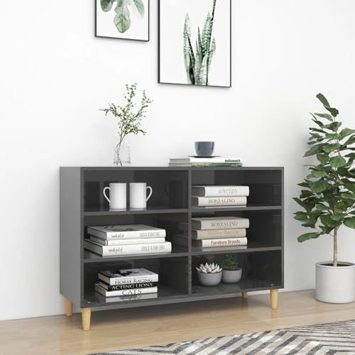 ShGaxin Sideboard, Sideboard für Küche, Sideboards für Wohnzimmer, Wohnzimmermöbel, Kaffeemaschine, Schränke und Vitrinen, Buffetmöbel, aus Spanplatten, glänzend grau, 103,5 x 35 x 70 cm von ShGaxin
