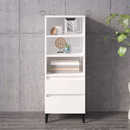 ShGaxin Sideboard Highboard Sideboard Wohnzimmer Sideboard Beistellschrank Sideboard Holz Weiß Hochglanz 40 x 36 x 110 cm von ShGaxin