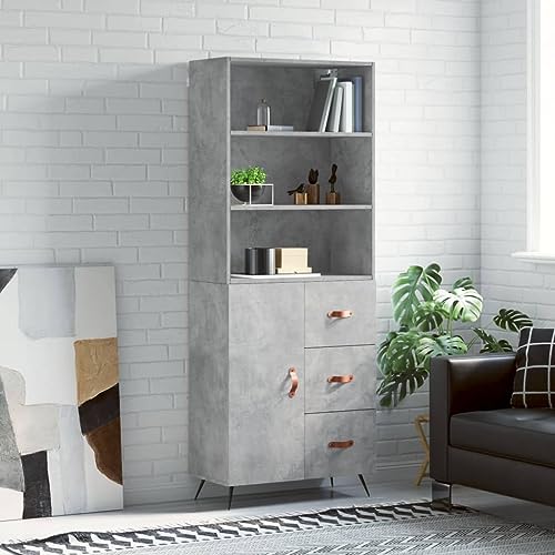 ShGaxin Sideboard Highboard Sperrholz Betongrau 69,5 x 34 x 180 cm Sideboard Wohnzimmer Sideboard Eingangsbereich Sideboard Küche Vitrinen Wohnzimmer Hilfsmöbel 3189417 von ShGaxin
